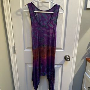 Tie dye tunic top with kerchief hem